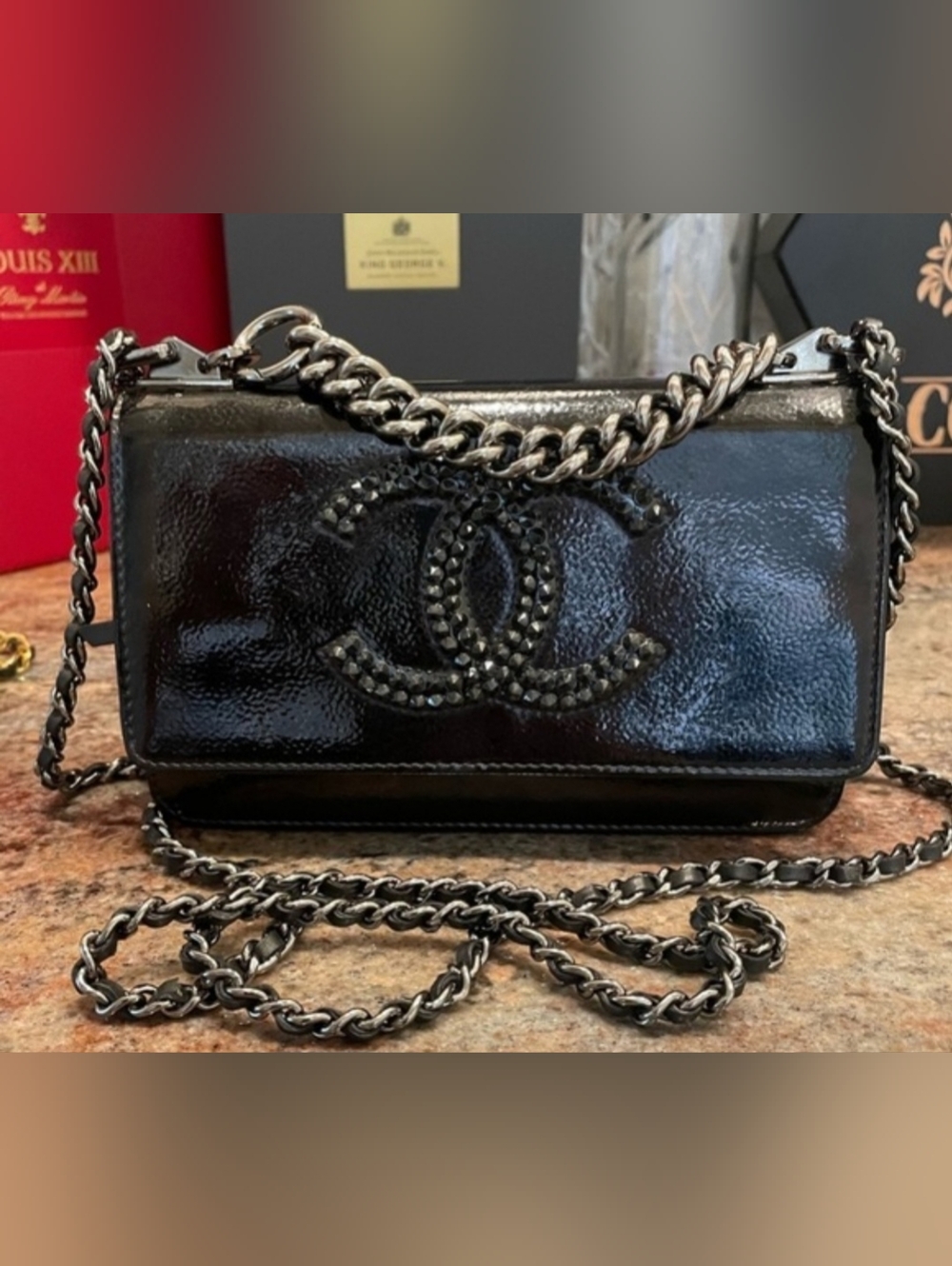 🦄 Customized Chanel Black Patent  Leather WOC Chain Bag - Picture 2 of 14